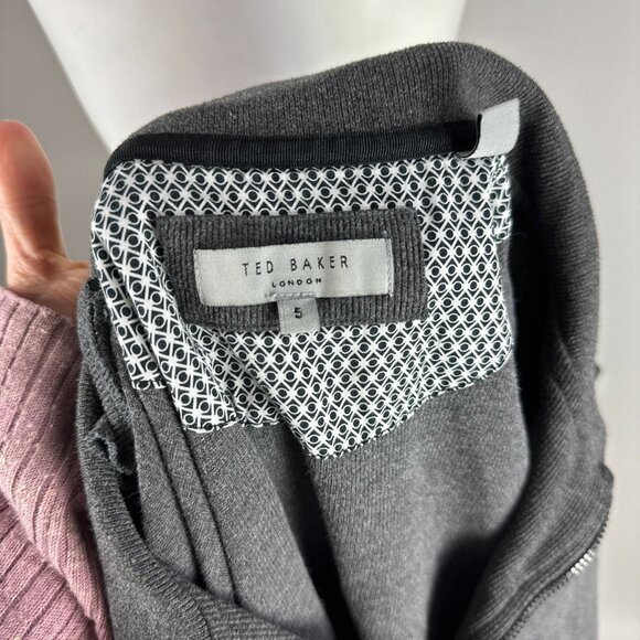 Ted Baker Newcase Long-Sleeve Polo Shirt Mens Gray 1/4 Zip Size 5 US XL - Picture 6 of 6